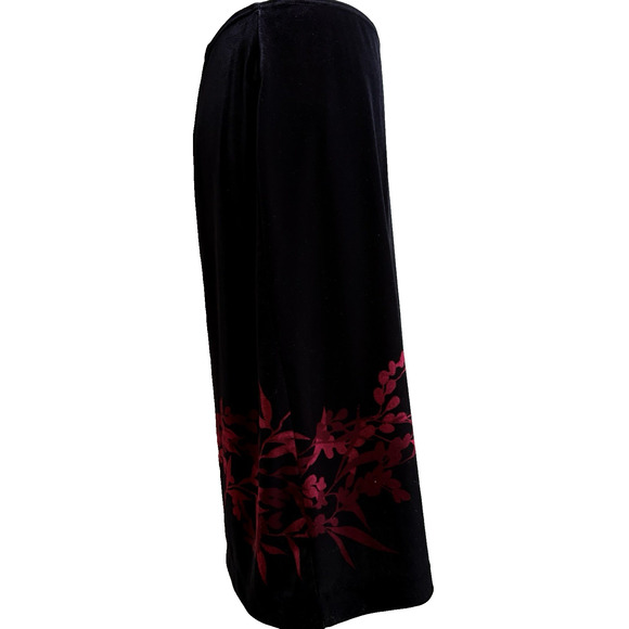 LOFT Floral Velvet Midi Skirt Black Red Holiday Whimsigoth Dark Romantic Fairy M - Picture 6 of 11